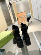 Premium Leather Ankle Boots with Detachable Strap – Fall/Winter Edition