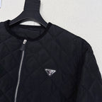 Autumn/Winter Quilted Nylon Round-Neck Jacket
