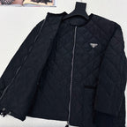 Autumn/Winter Quilted Nylon Round-Neck Jacket