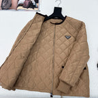 Autumn/Winter Quilted Nylon Round-Neck Jacket