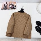 Autumn/Winter Quilted Nylon Round-Neck Jacket