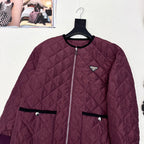 Autumn/Winter Quilted Nylon Round-Neck Jacket