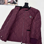 Autumn/Winter Quilted Nylon Round-Neck Jacket