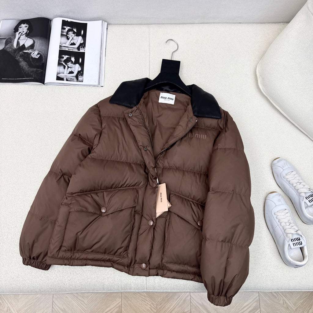 Quilted Contrast Collar Down Jacket