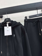 D Cropped Hooded Jacket &amp; Elastic Waist Casual Pants Set