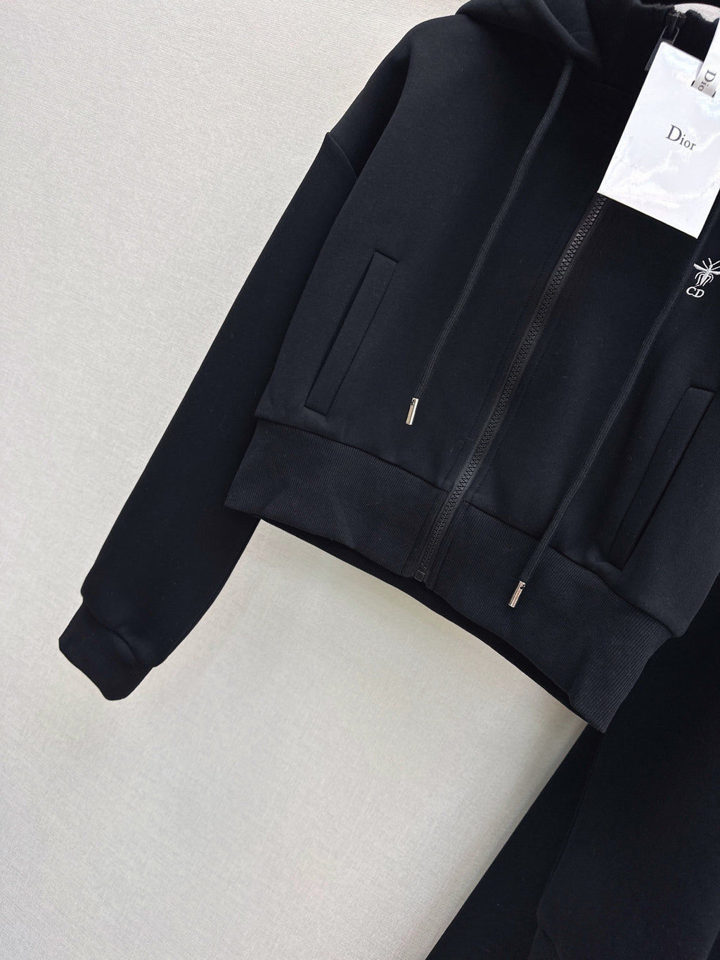 D Cropped Hooded Jacket &amp; Elastic Waist Casual Pants Set