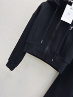 D Cropped Hooded Jacket &amp; Elastic Waist Casual Pants Set