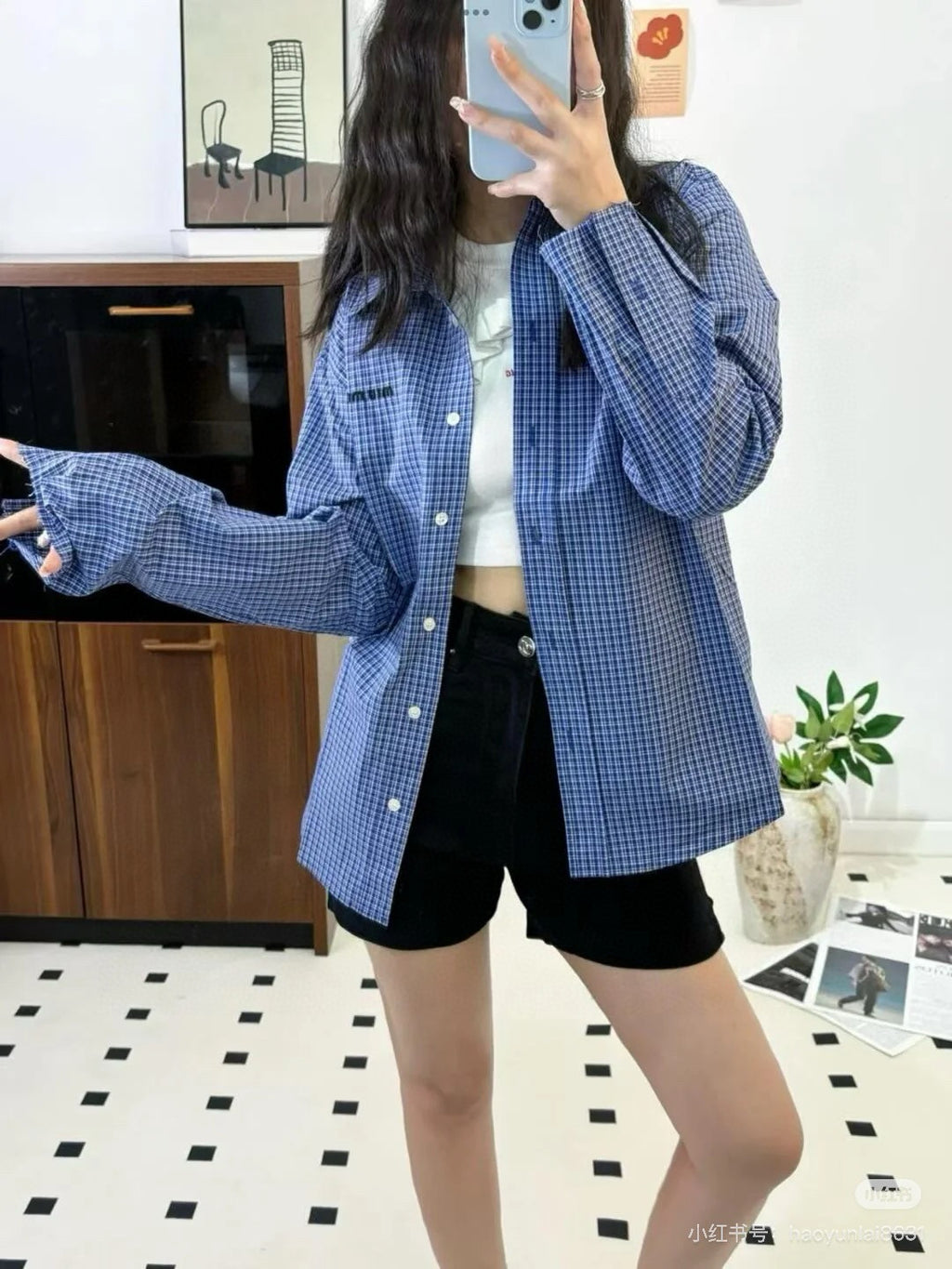 MM Classic Checkered Cotton Shirt – Blue & White