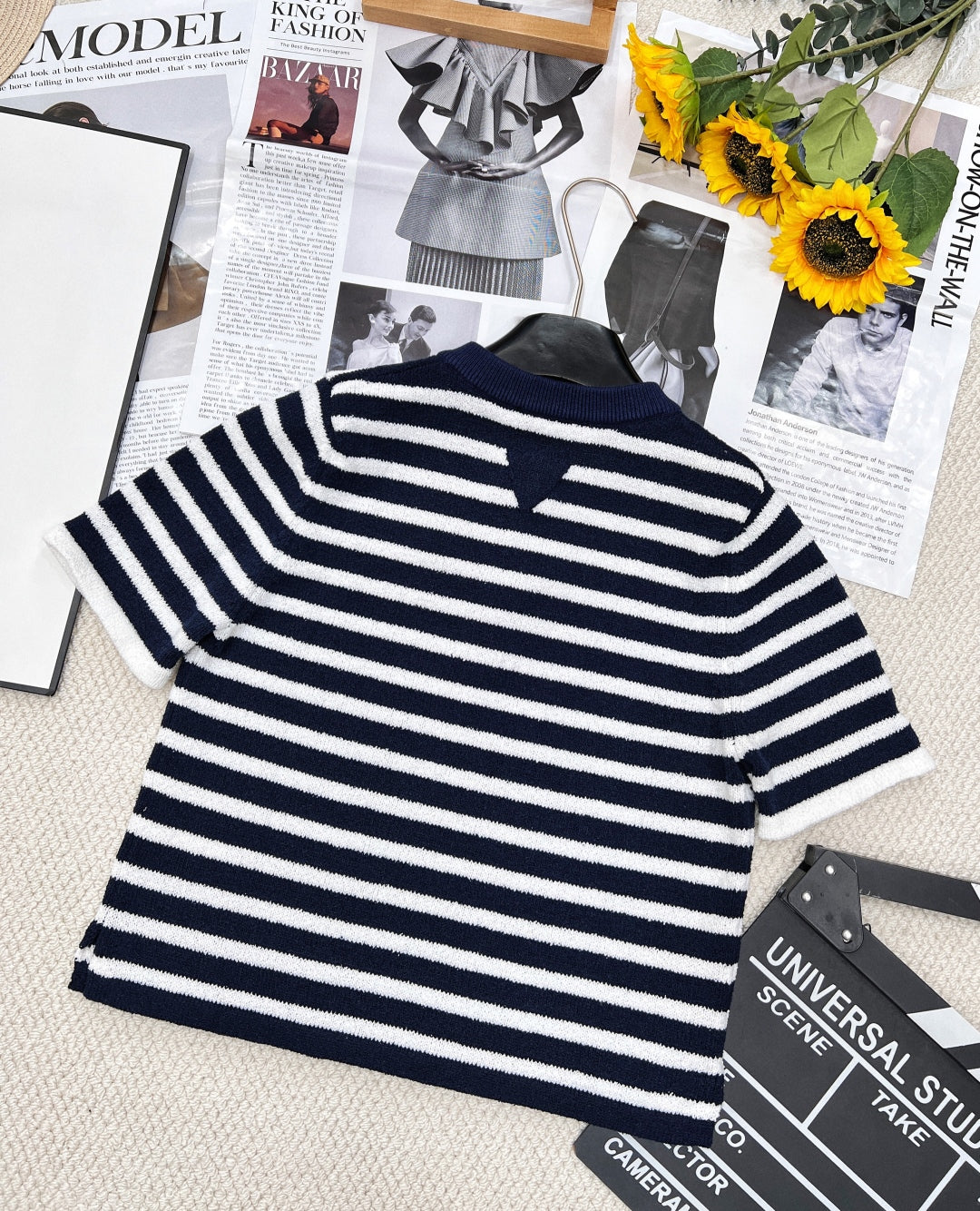 Soft &  Chic Striped Knit Polo T-Shirt