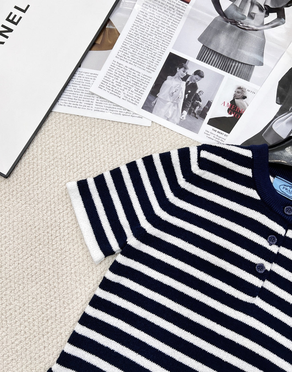 Soft &  Chic Striped Knit Polo T-Shirt