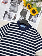 Soft &  Chic Striped Knit Polo T-Shirt