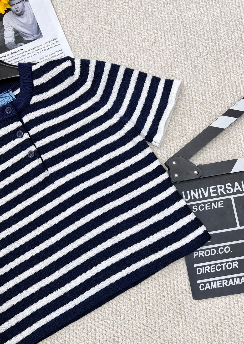 Soft &  Chic Striped Knit Polo T-Shirt