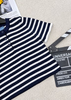 Soft &  Chic Striped Knit Polo T-Shirt