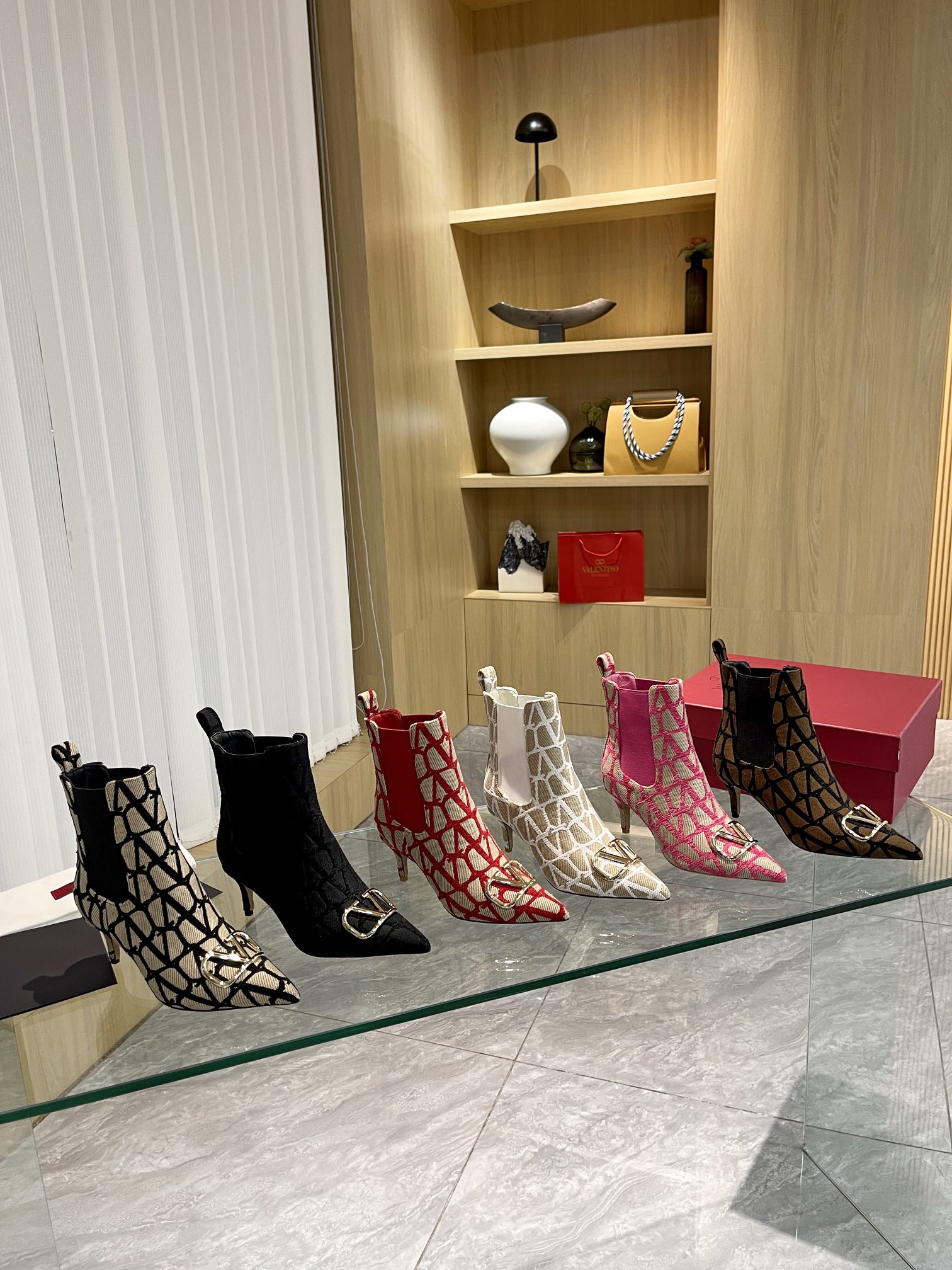 Elegant Printed Fabric Fashion Boots — Gold Buckle Edition