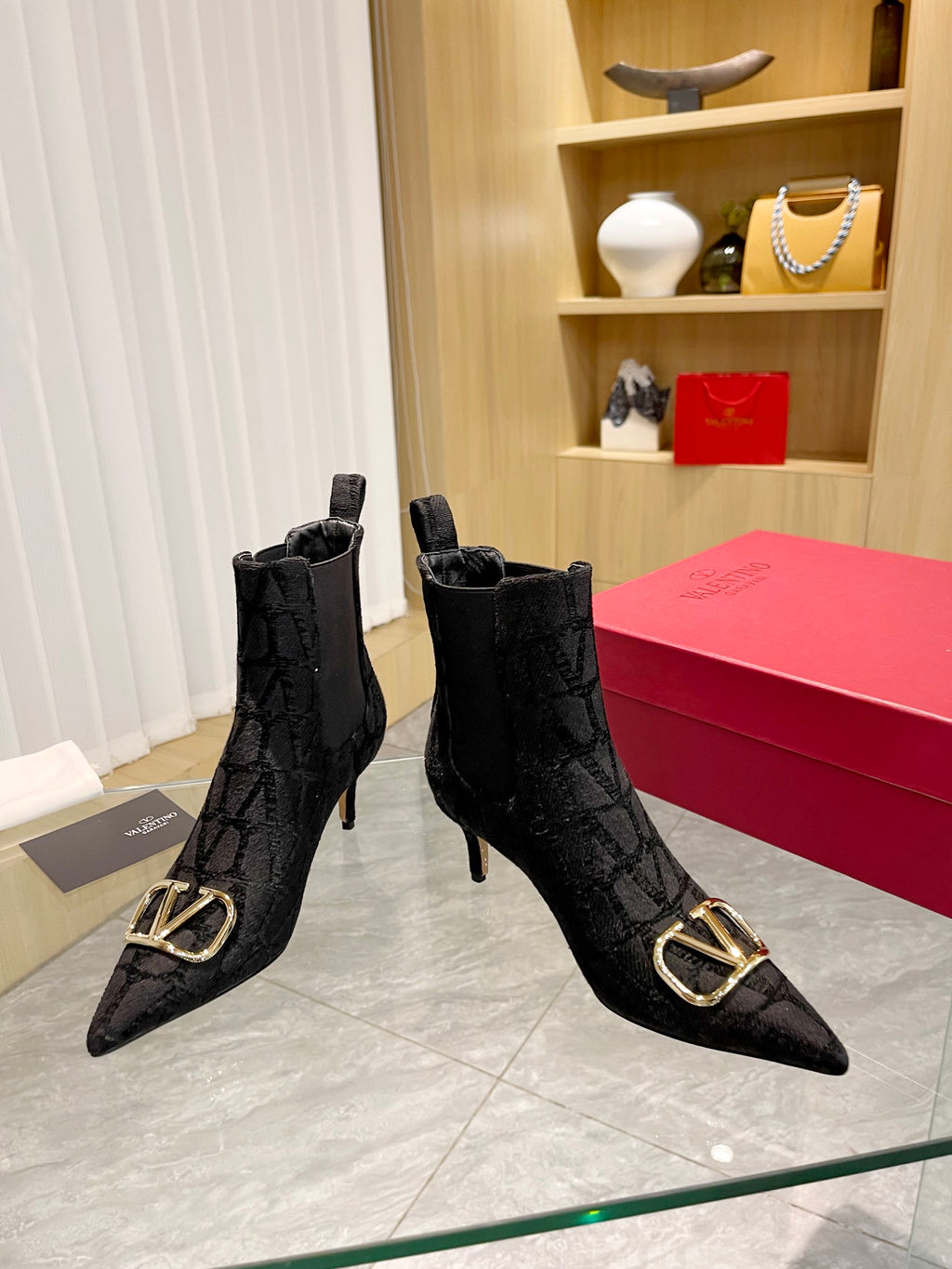 Elegant Printed Fabric Fashion Boots — Gold Buckle Edition
