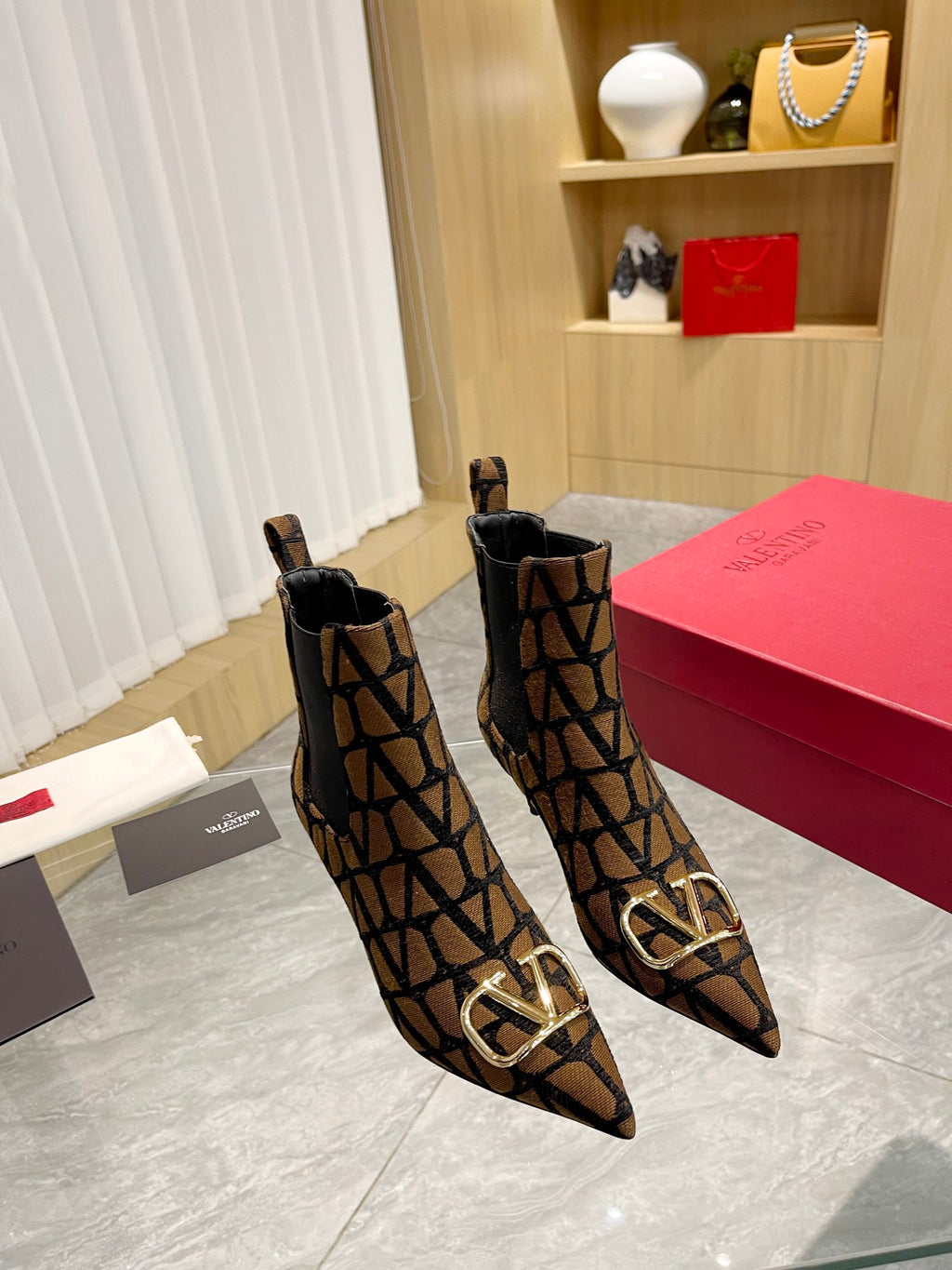 Elegant Printed Fabric Fashion Boots — Gold Buckle Edition