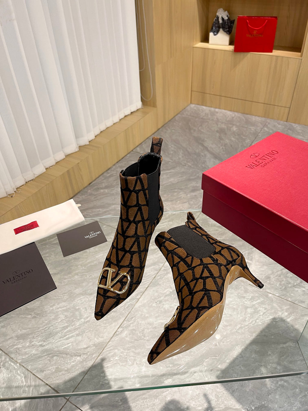 Elegant Printed Fabric Fashion Boots — Gold Buckle Edition