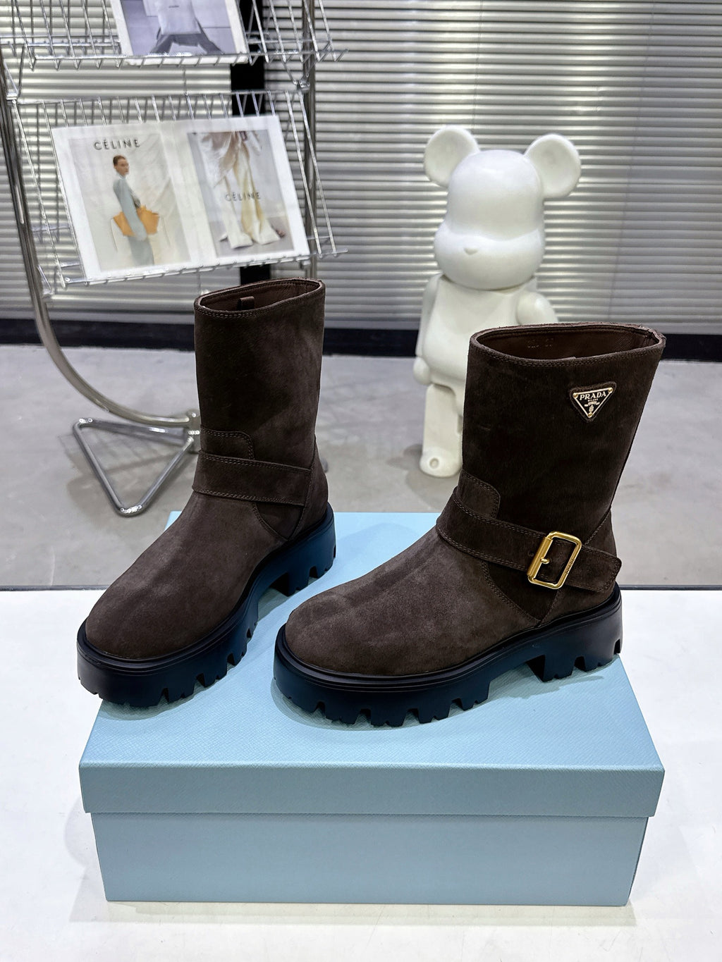 Classic Triangle Detail Slip-On Short Boots