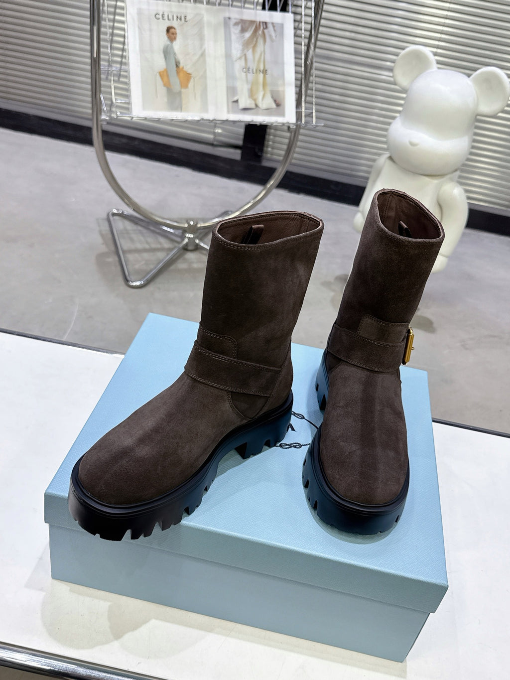 Classic Triangle Detail Slip-On Short Boots