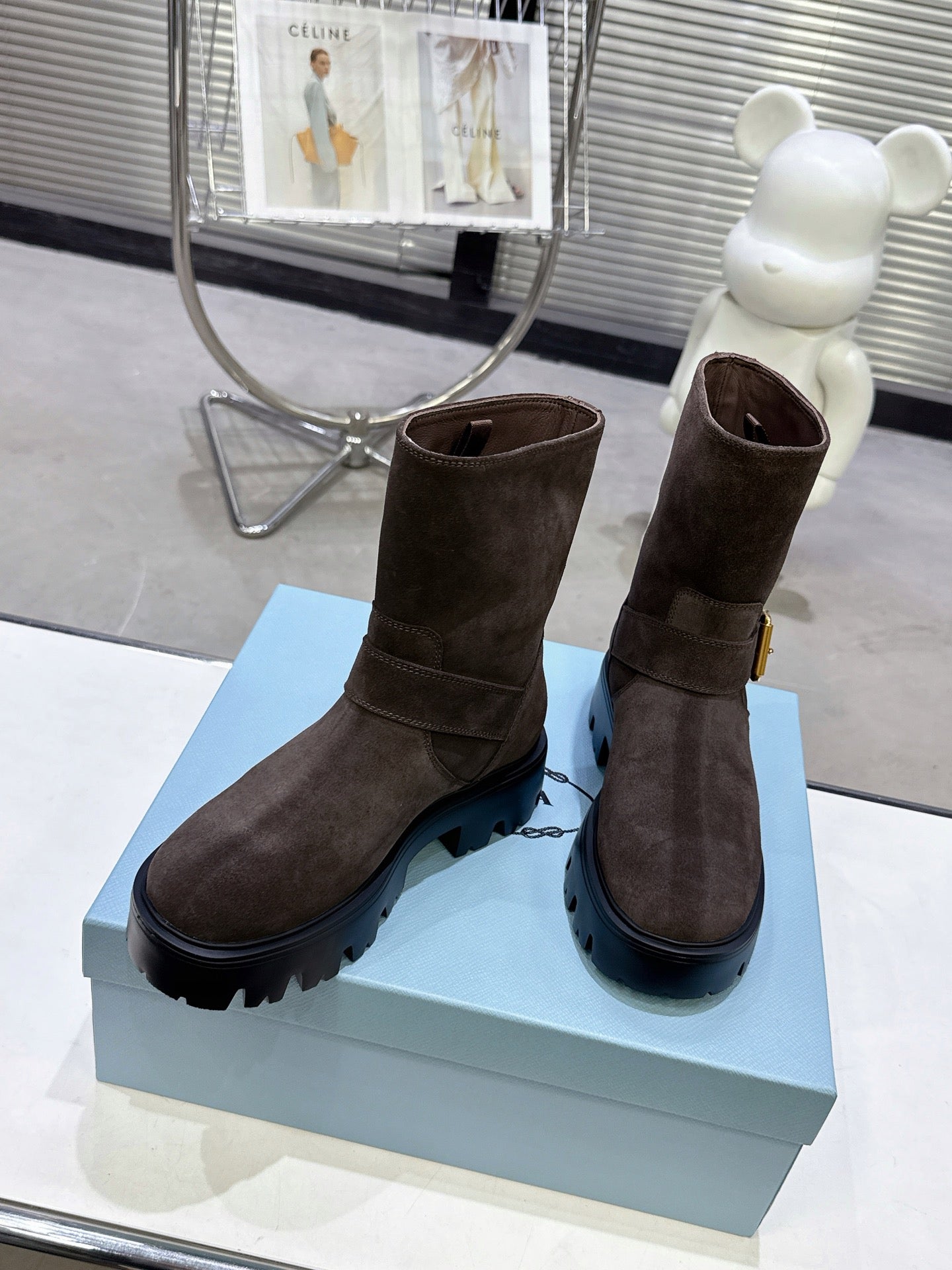 Classic Triangle Detail Slip-On Short Boots