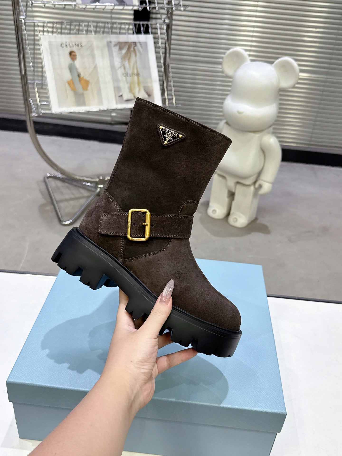 Classic Triangle Detail Slip-On Short Boots