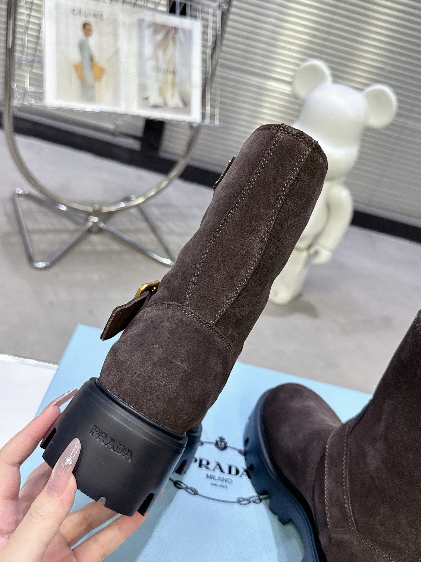 Classic Triangle Detail Slip-On Short Boots