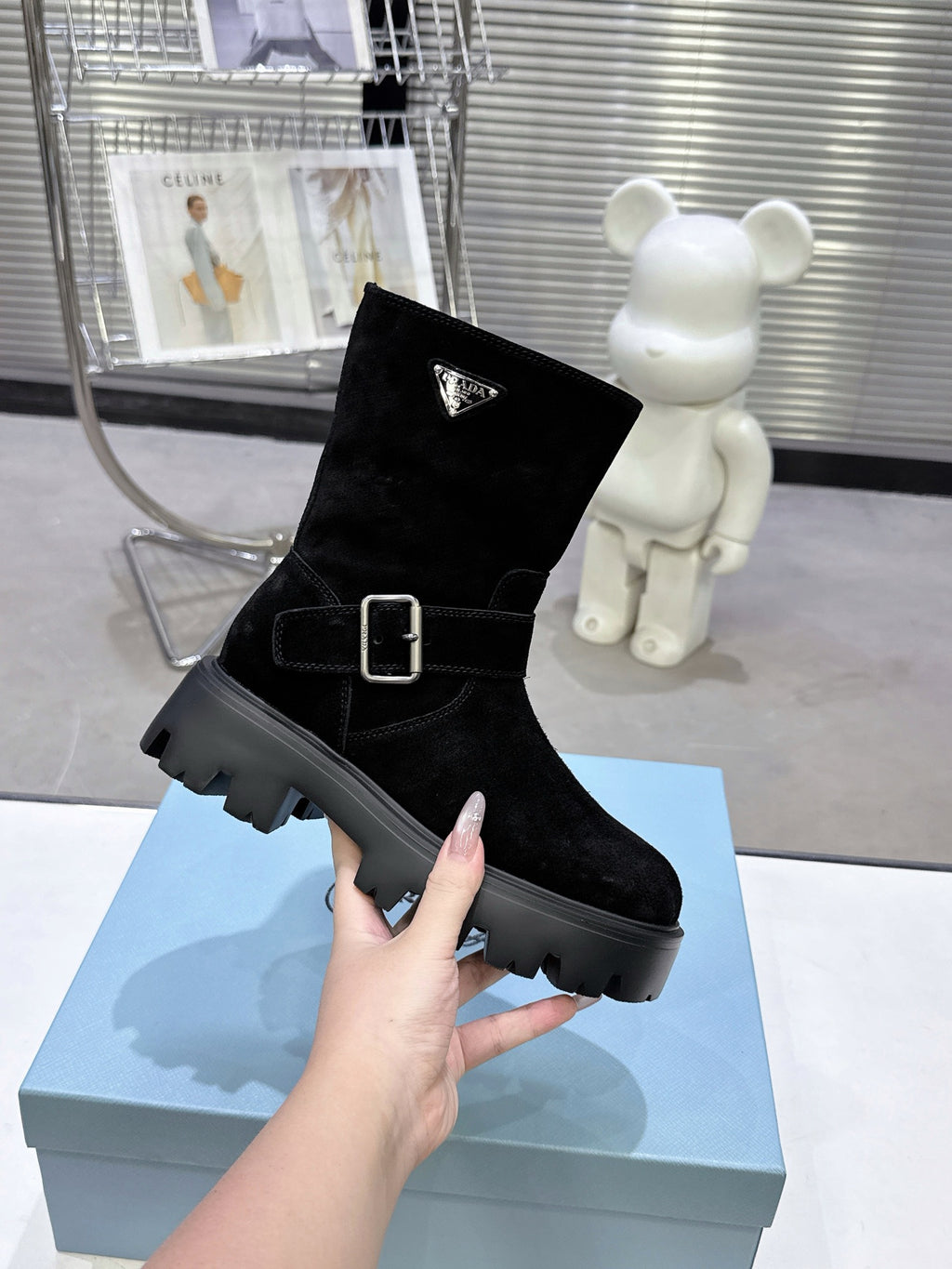 Classic Triangle Detail Slip-On Short Boots