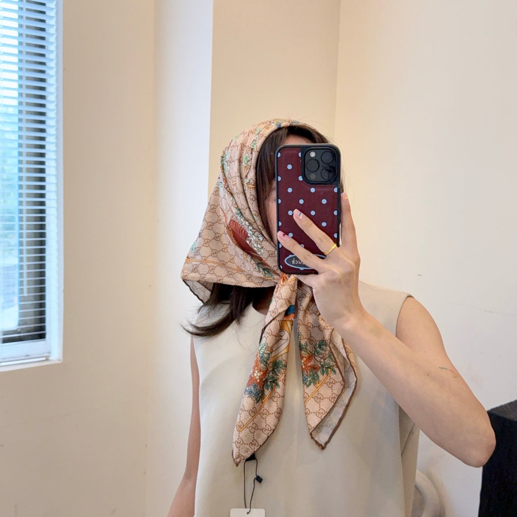 Silk Floral Scarf (90cm )