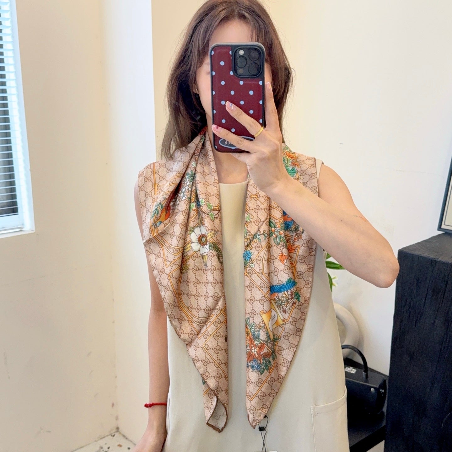 Silk Floral Scarf (90cm )