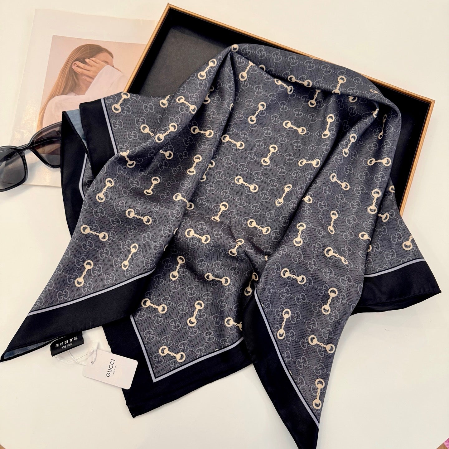 Silk Floral Scarf (90cm )