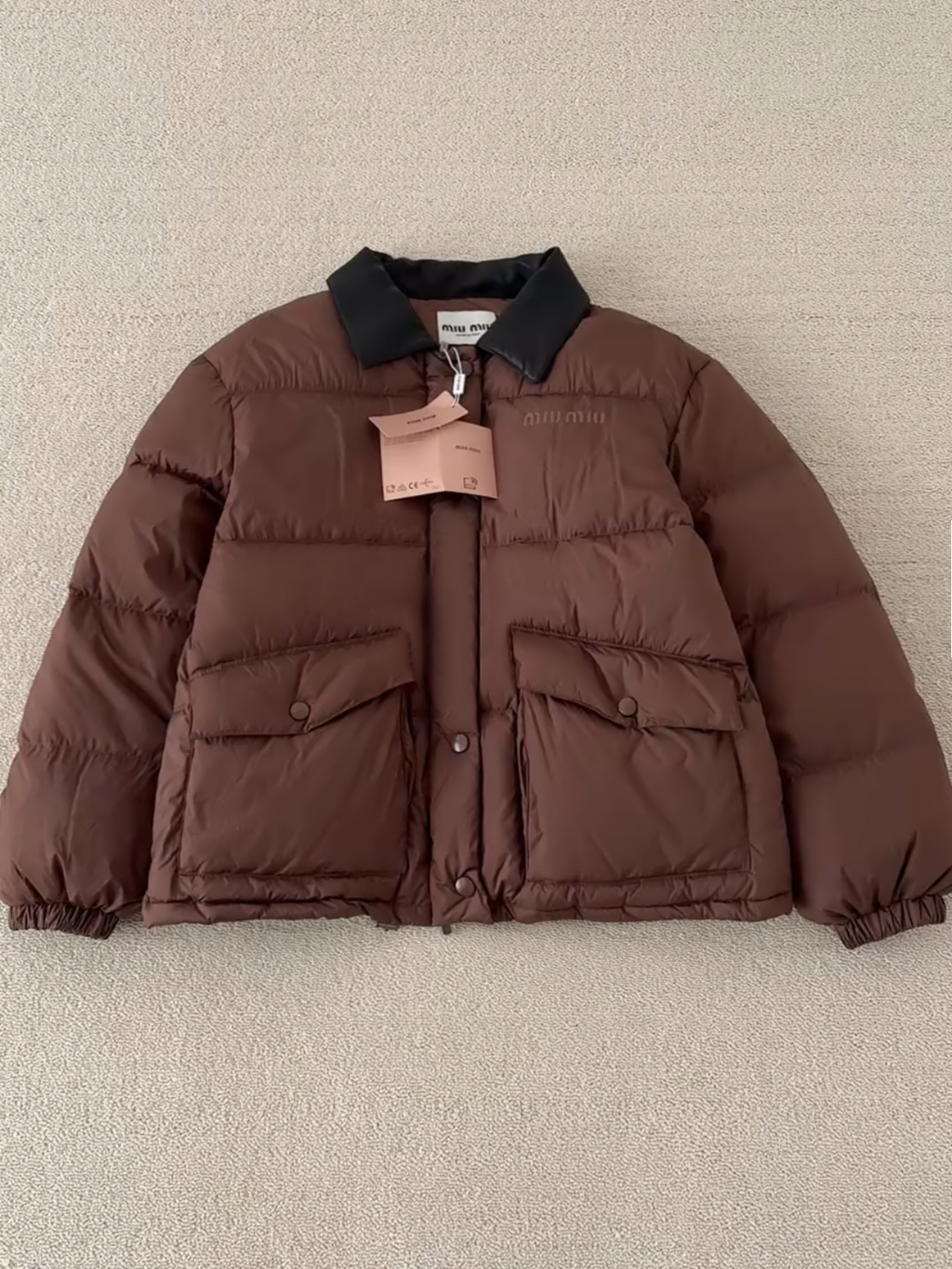 MM Premium Down Jacket with Printed Leather Collar