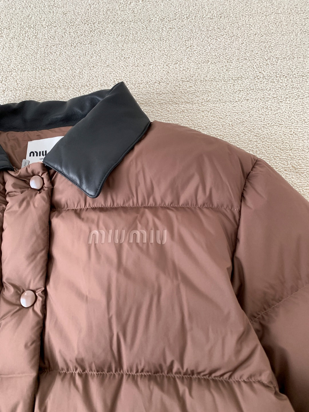 MM Premium Down Jacket with Printed Leather Collar