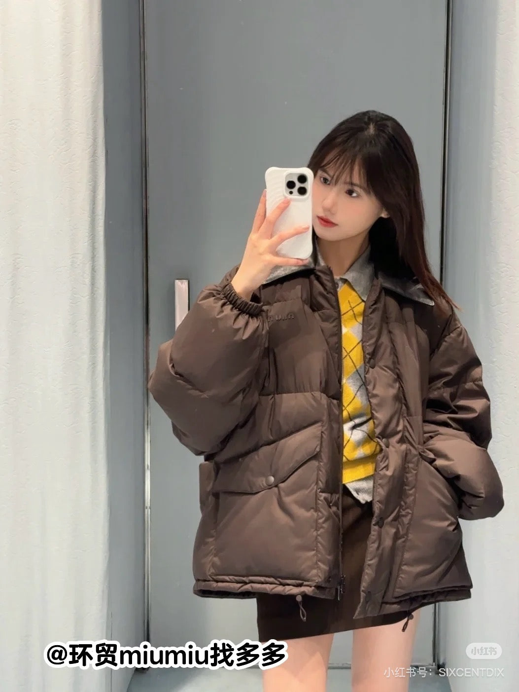 MM Premium Down Jacket with Printed Leather Collar