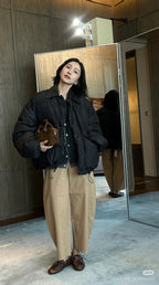 MM Premium Down Jacket with Printed Leather Collar
