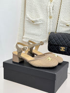 Mesh Block-Heel Sandals