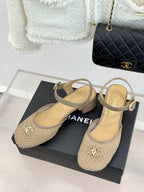 Mesh Block-Heel Sandals