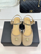 Mesh Block-Heel Sandals