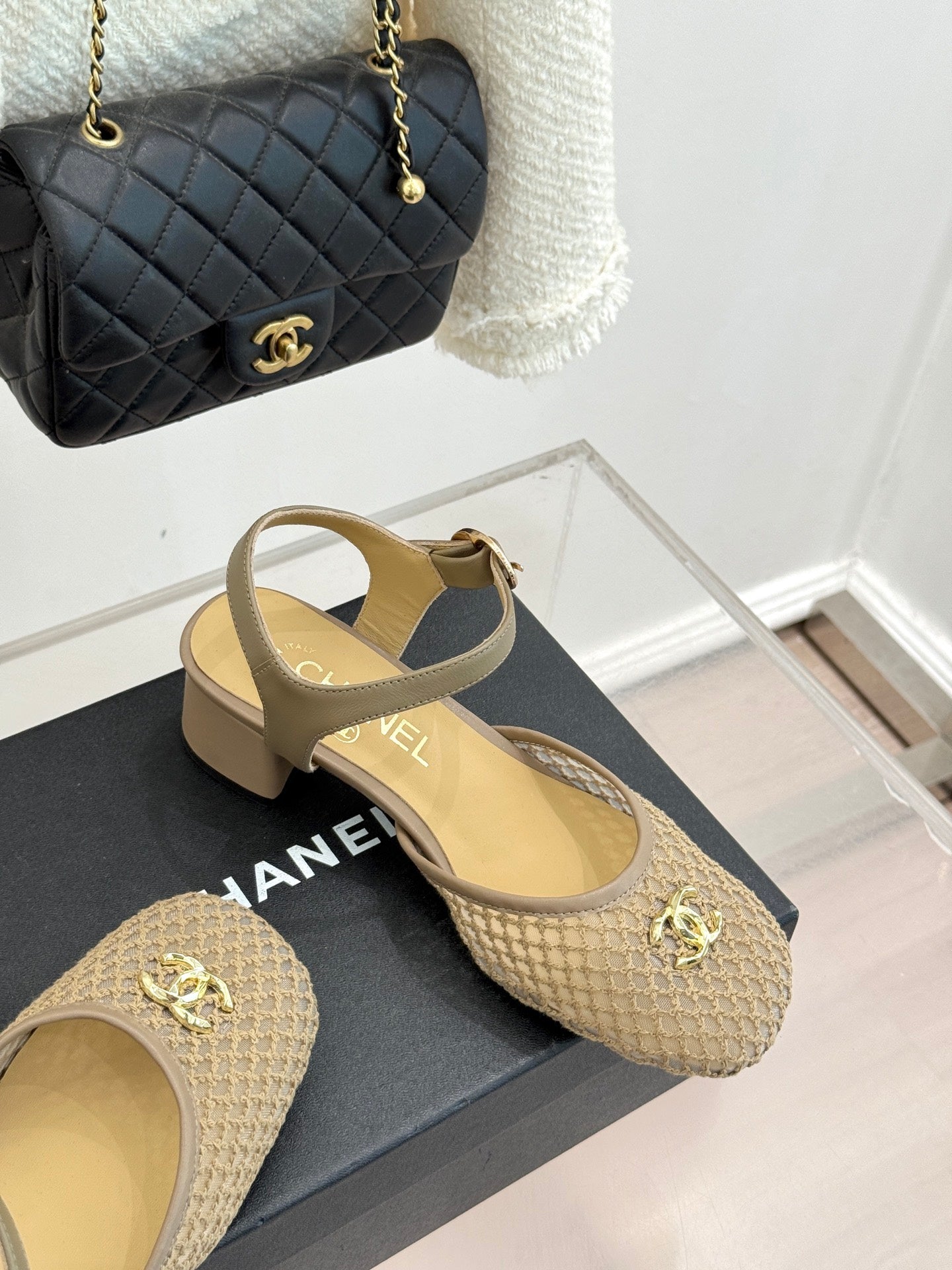 Mesh Block-Heel Sandals