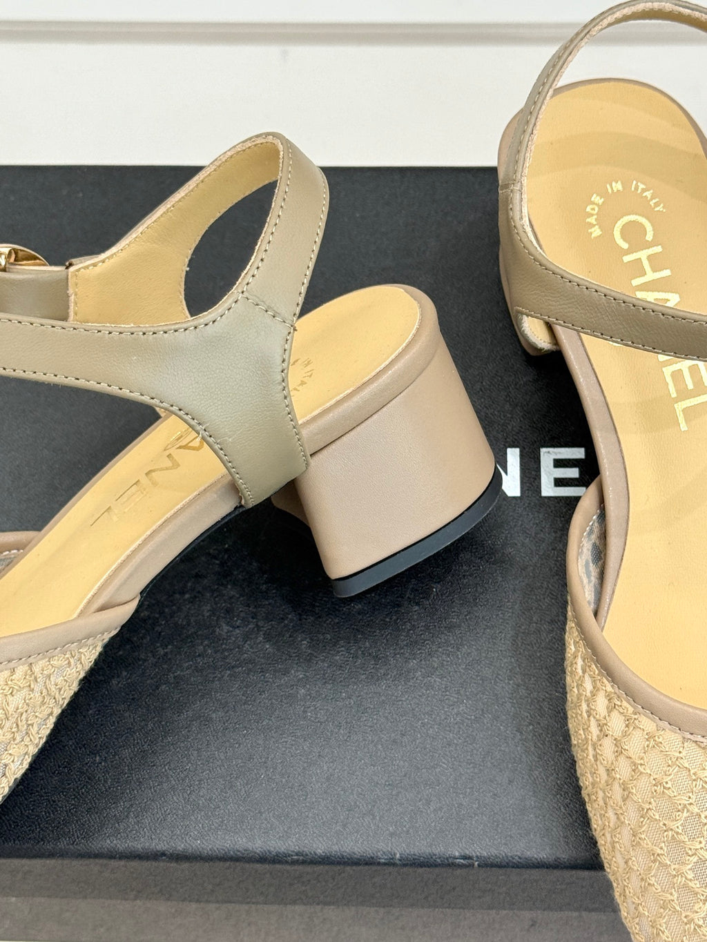 Mesh Block-Heel Sandals