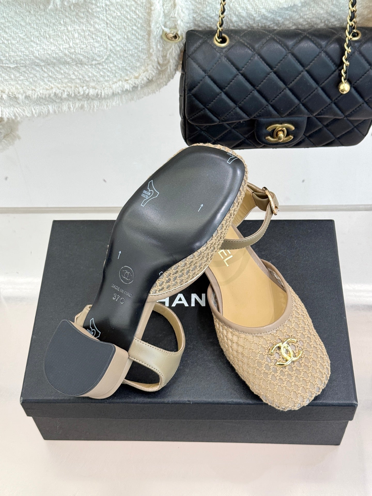 Mesh Block-Heel Sandals