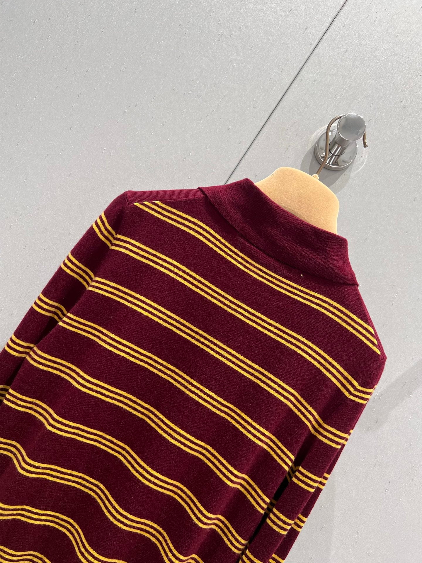 Logo Striped Polo-Collar Knit Cardigan