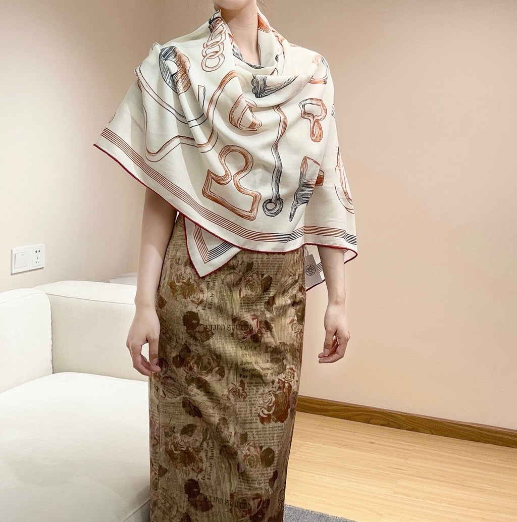 “Equestrian Story” Double-Sided Shawl (Premium Quality )