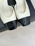 Square-Toe Double-Emblem High-Heel Mules