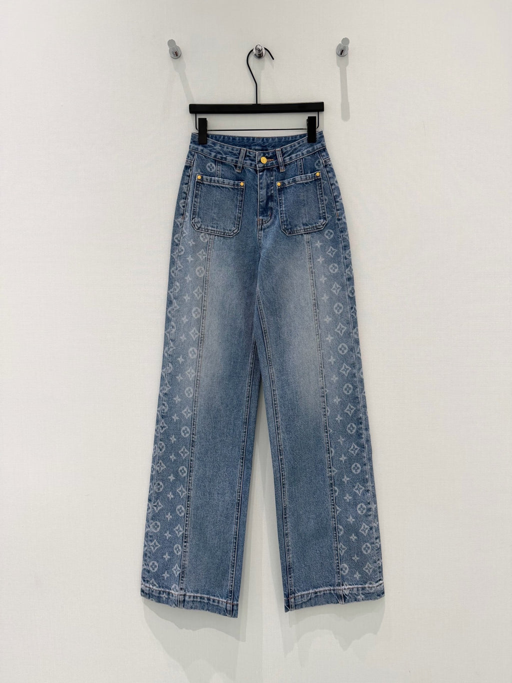 Monogram Double-Pocket Straight-Leg Jeans Women