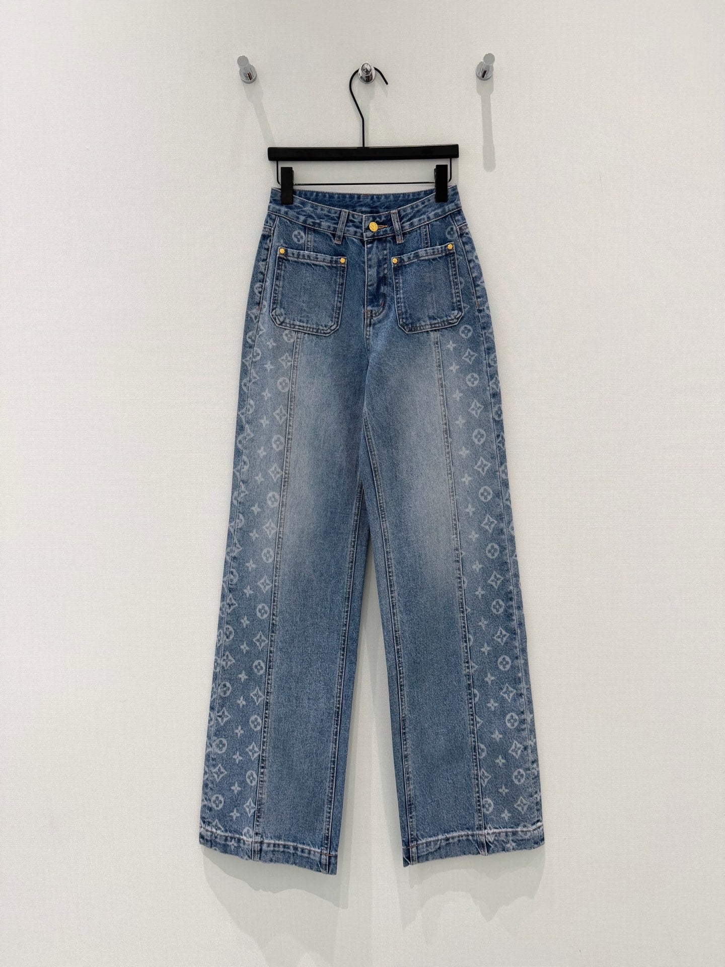 Monogram Double-Pocket Straight-Leg Jeans Women