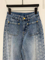 Monogram Double-Pocket Straight-Leg Jeans Women