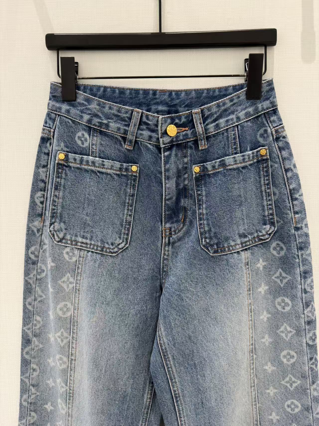 Monogram Double-Pocket Straight-Leg Jeans Women