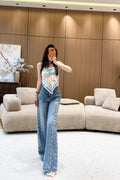 Monogram Double-Pocket Straight-Leg Jeans Women