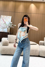 Monogram Double-Pocket Straight-Leg Jeans Women