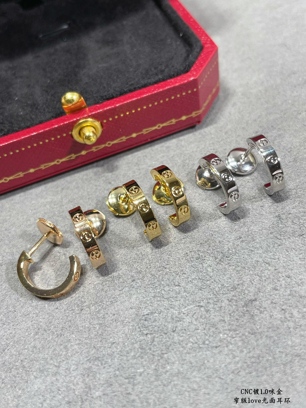 Slim Polished Screw Motif Earrings — LOVE Series ✨ ( top-tier )